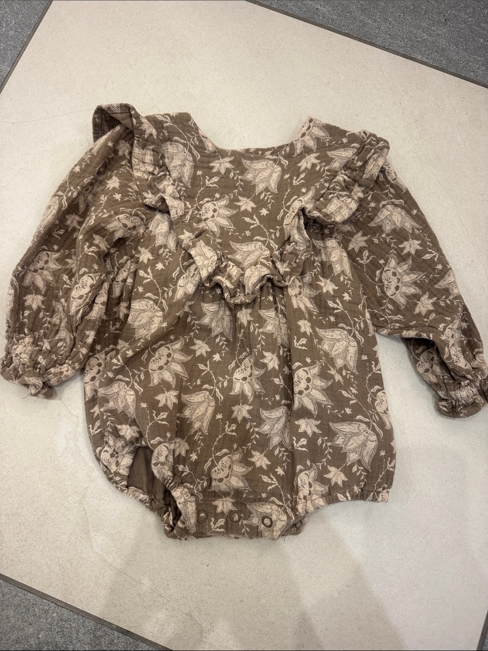 Rylee + Cru Green Floral Ruffle Romper